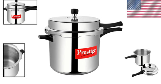 Efficient 10L Silver Pressure Cooker - Heavy-Duty Aluminum, Ergonomic Handles