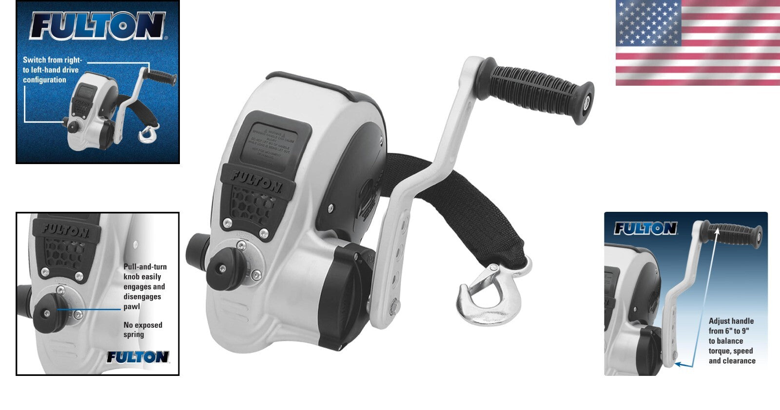 Effortless Lifting with F2 2000 lb Winch - Adjustable Handle for Custom Use
