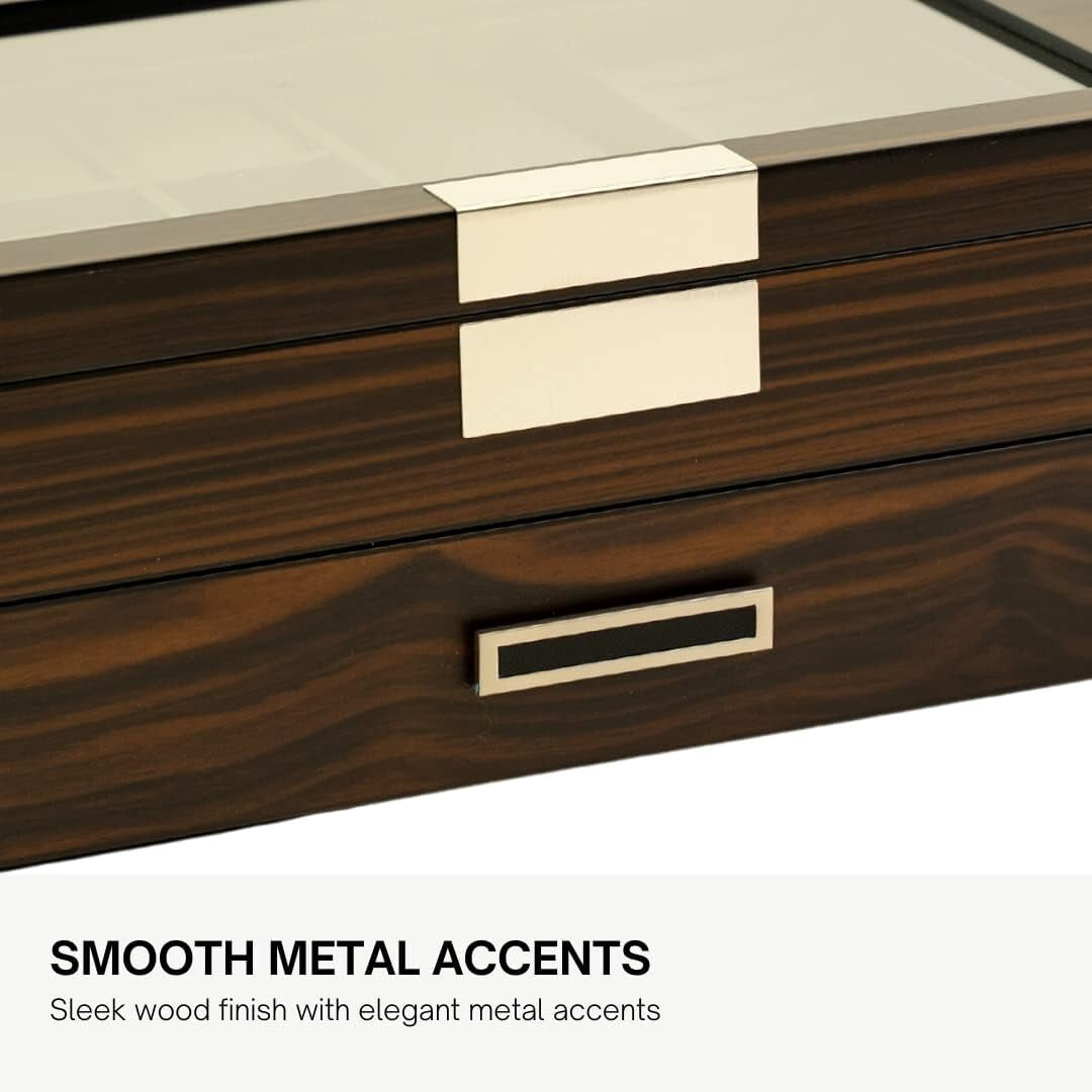 Premium Jewelry and Sunglasses Box with Magnetic Closure - 12 Compartment Design