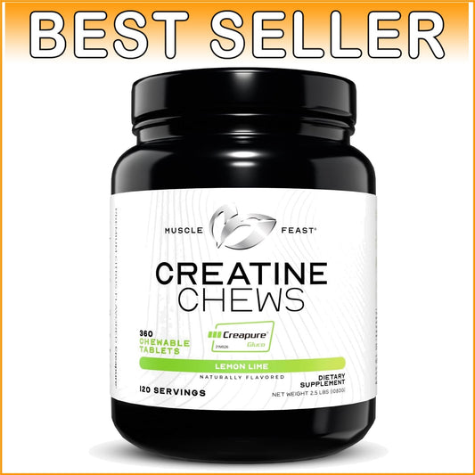 Chewable Vegan Creatine Tablets - 360 Lemon Lime Flavor for Workout Recovery