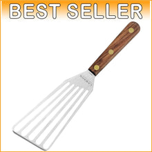 Load image into Gallery viewer, Professional-Grade Chef's Slotted Turner 3" x 6" with Oiled Walnut Handle