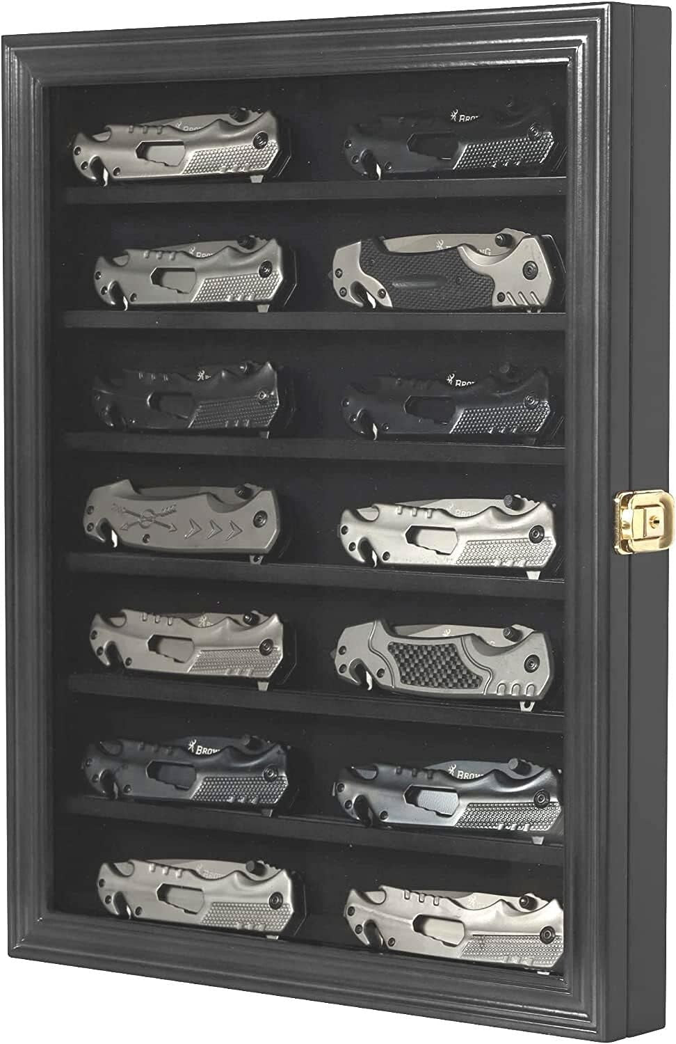 Lockable Wall-Mounted Knife Display Case with 98% UV Protection for Collectors