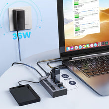 Load image into Gallery viewer, Compact USB 3.0 Hub with 7 Ports &amp; On/Off Switches for Secure Connectivity