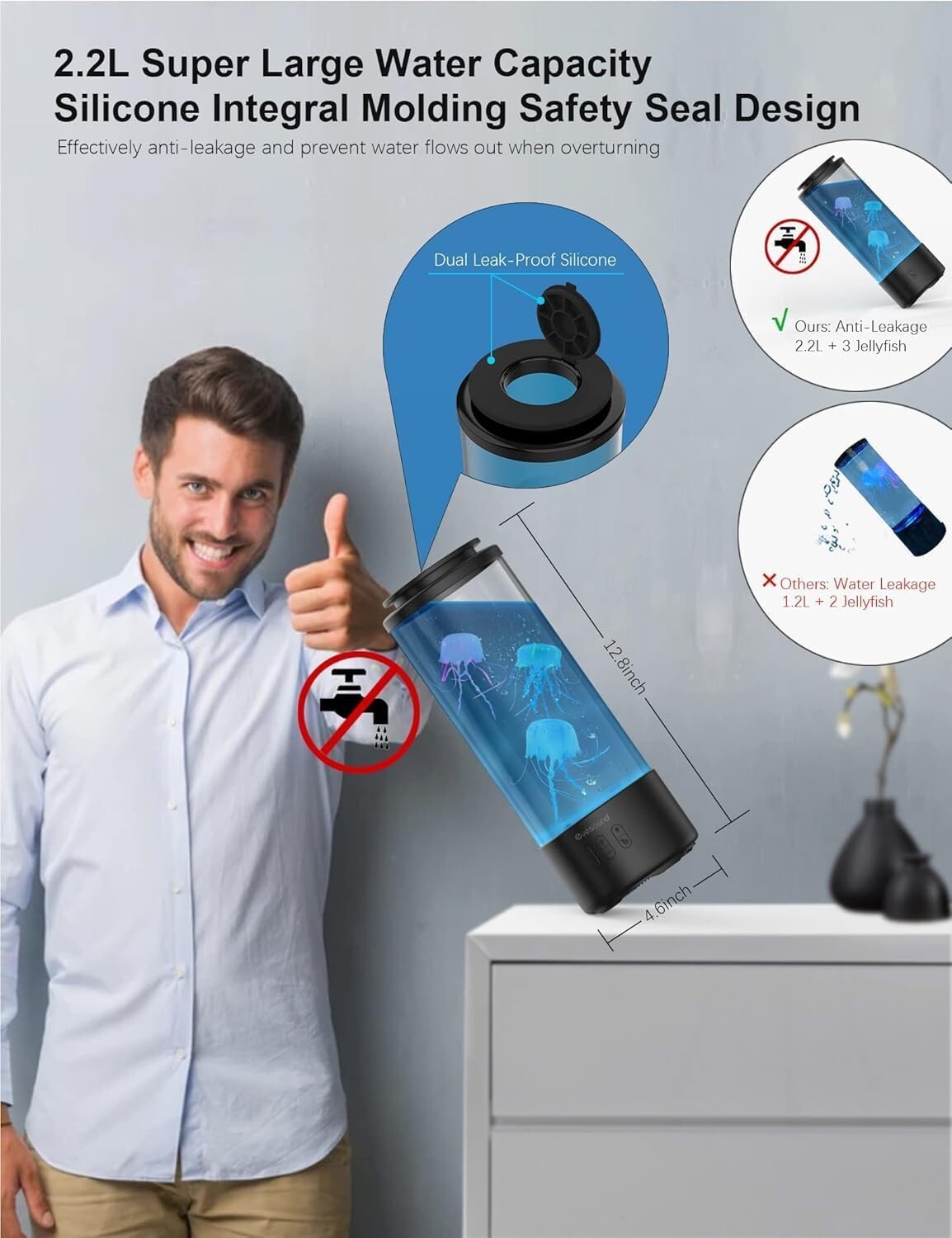 Elegant Bluetooth Jellyfish Lamp with 7 Colors & White Noise for Relaxation