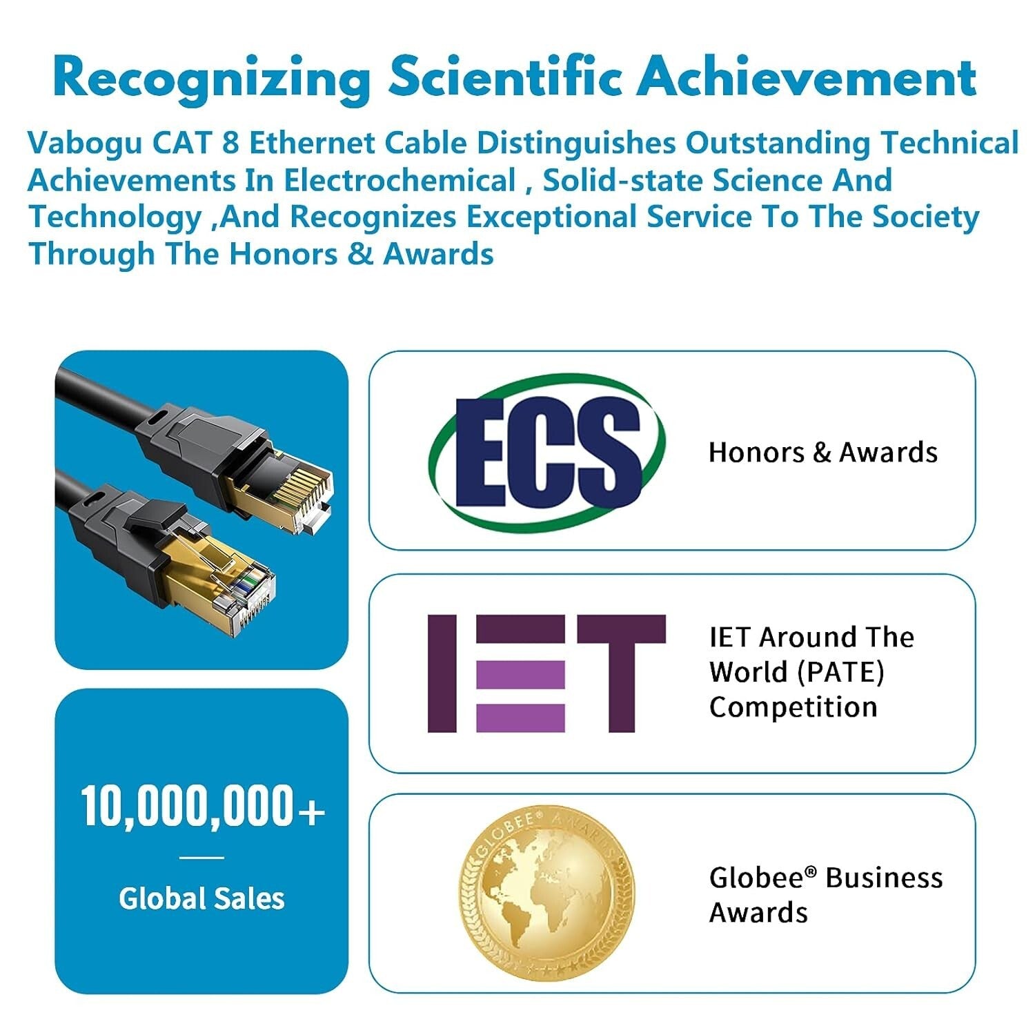 Cat 8 100ft Ethernet Cable - Shielded 40Gbps Connection for Indoor & Outdoor Use