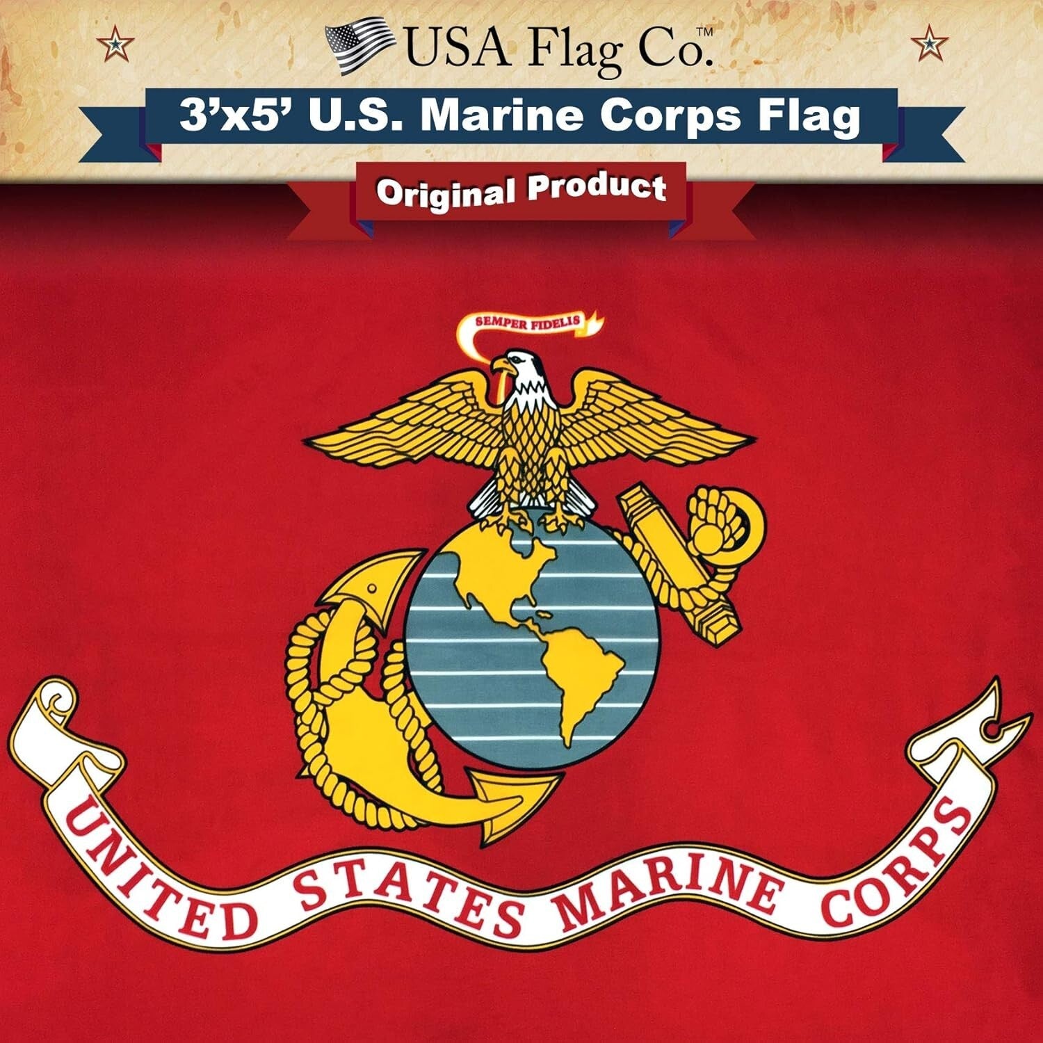 Beautiful 3x5 Marine Corps Flag with Eagle Emblem - Ideal Gift for Patriots