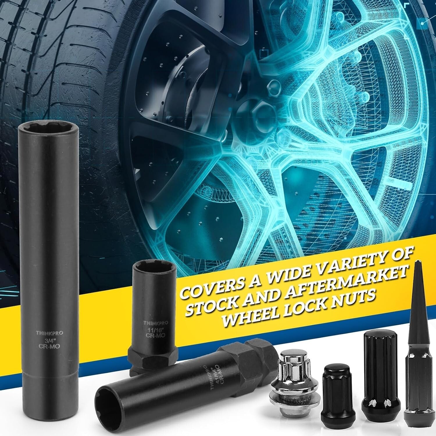 Versatile 10-Piece Lug Nut Extractor Kit - SAE & Metric Compatibility for Wheels