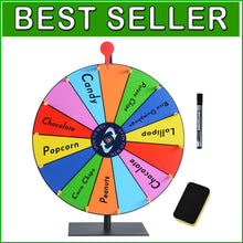 Load image into Gallery viewer, Durable 16-Inch Prize Wheel with 14 Customizable Slots &amp; Eraser for Fun Events