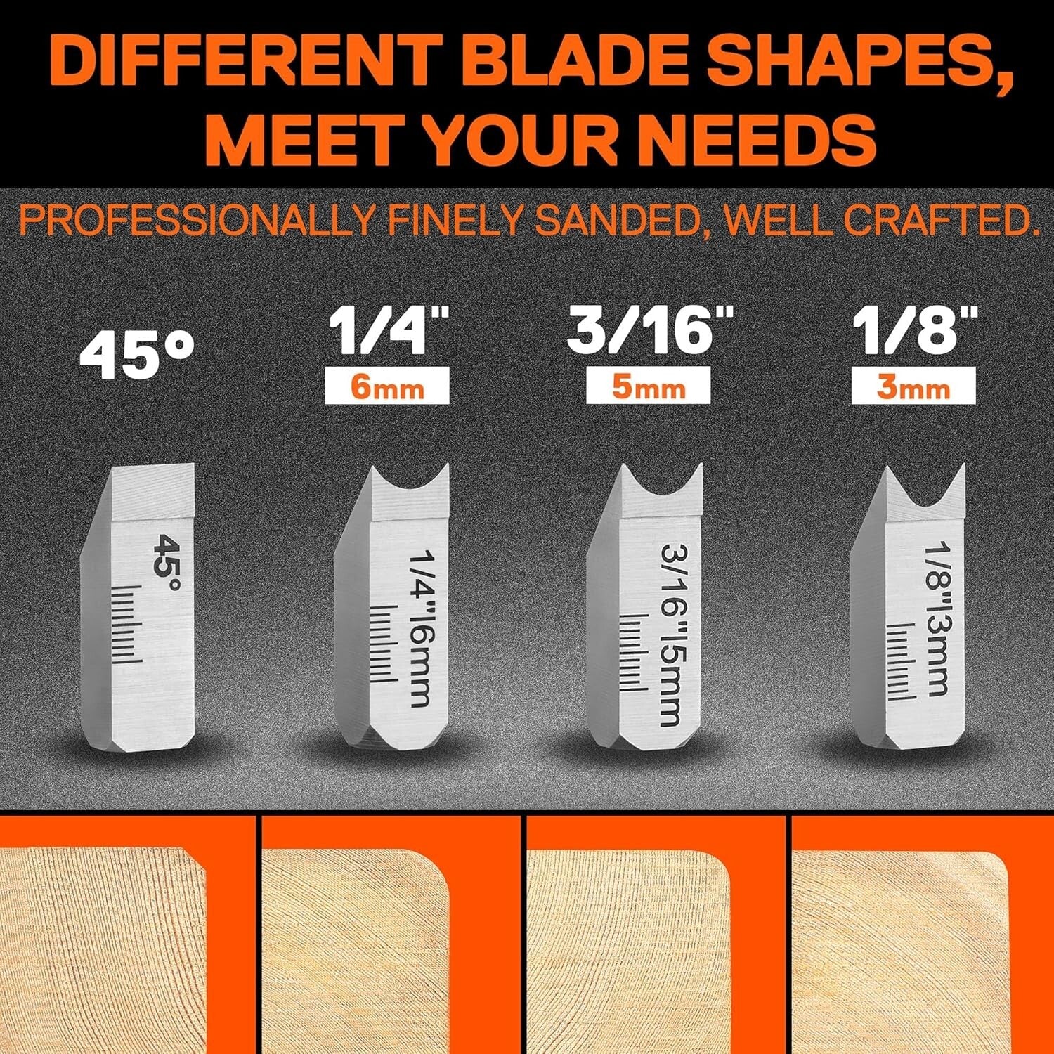 Smooth Edge Chamfer Plane with 4 Interchangeable Blades for Woodworking