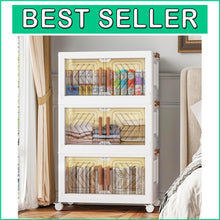 Load image into Gallery viewer, 3 Pack Space-Saving Storage Bins with Lids - Stackable, Foldable Convenience