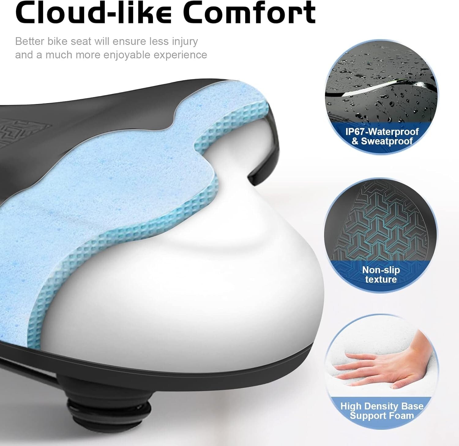 Premium Extra Comfort Bike Seat for Mountain & Stationary Bikes - Easy Install