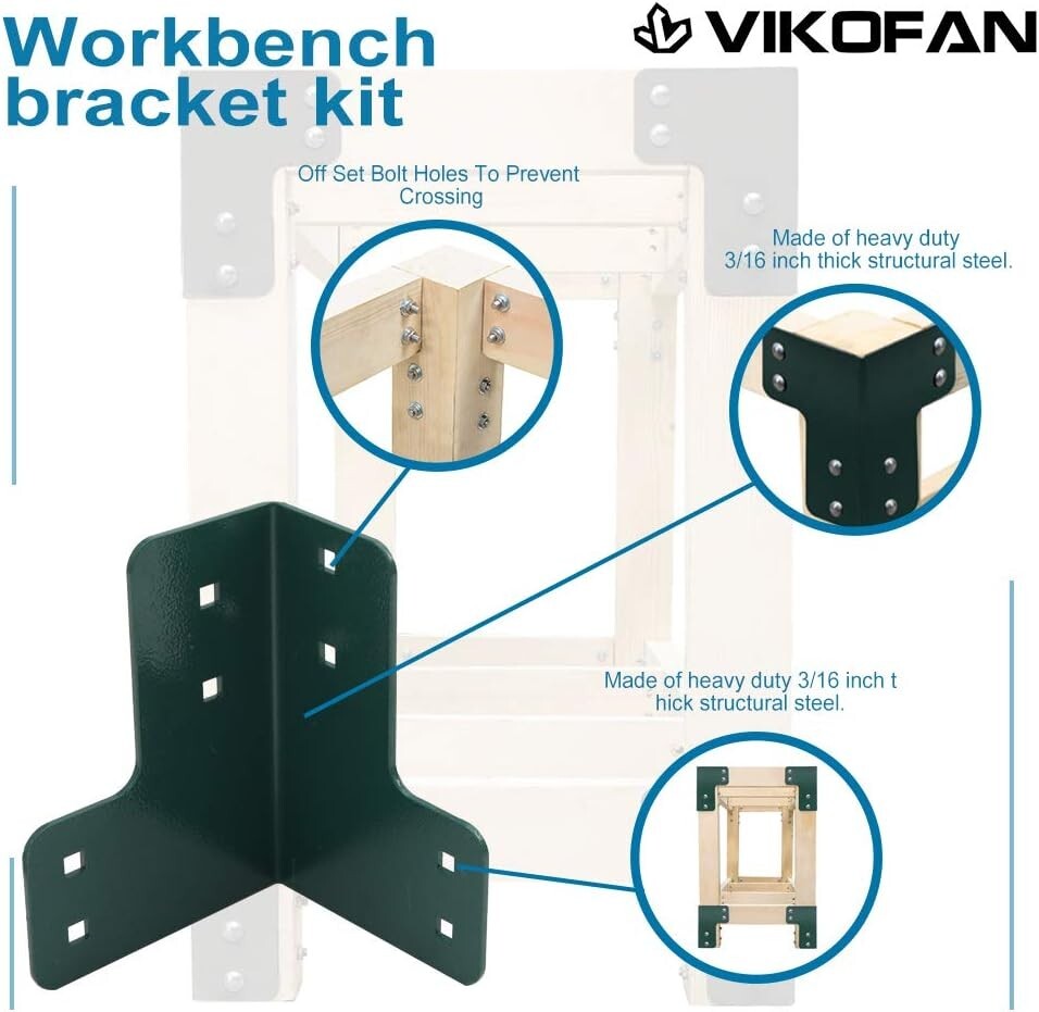 Sturdy 8 PCS Workbench Support Brackets - Easy Install for Custom Woodworking