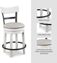 Load image into Gallery viewer, Valebeck 24.5" Modern Swivel Counter Height Barstool in Whitewash Finish