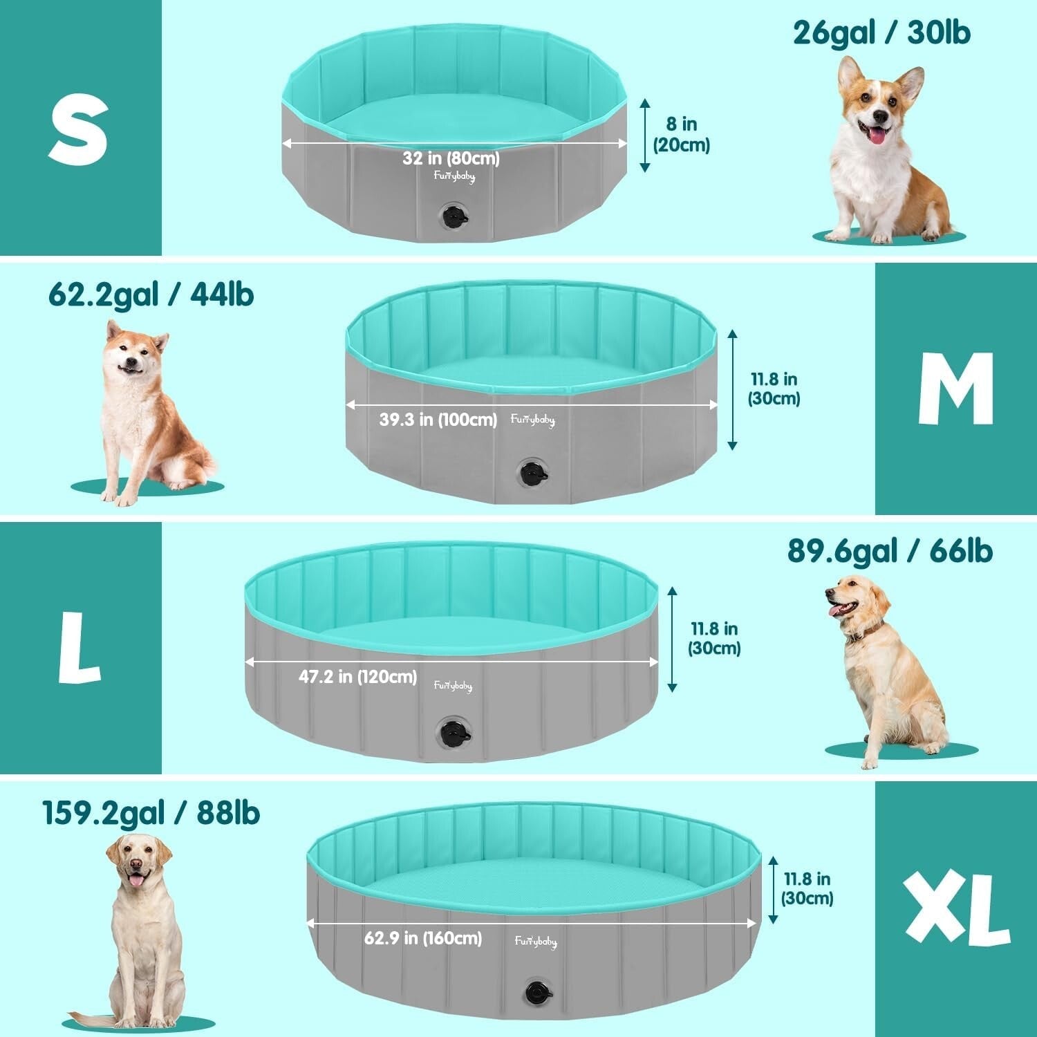 Foldable Hard Plastic Pool for Dogs - 47" Round Safe Fun for Pets & Kids