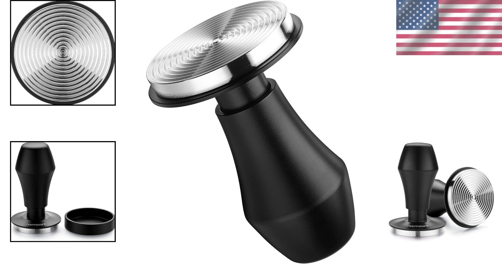 Ergonomic Espresso Tamper Set: Ripple Base, Anodized Aluminum Handle, 3 Springs