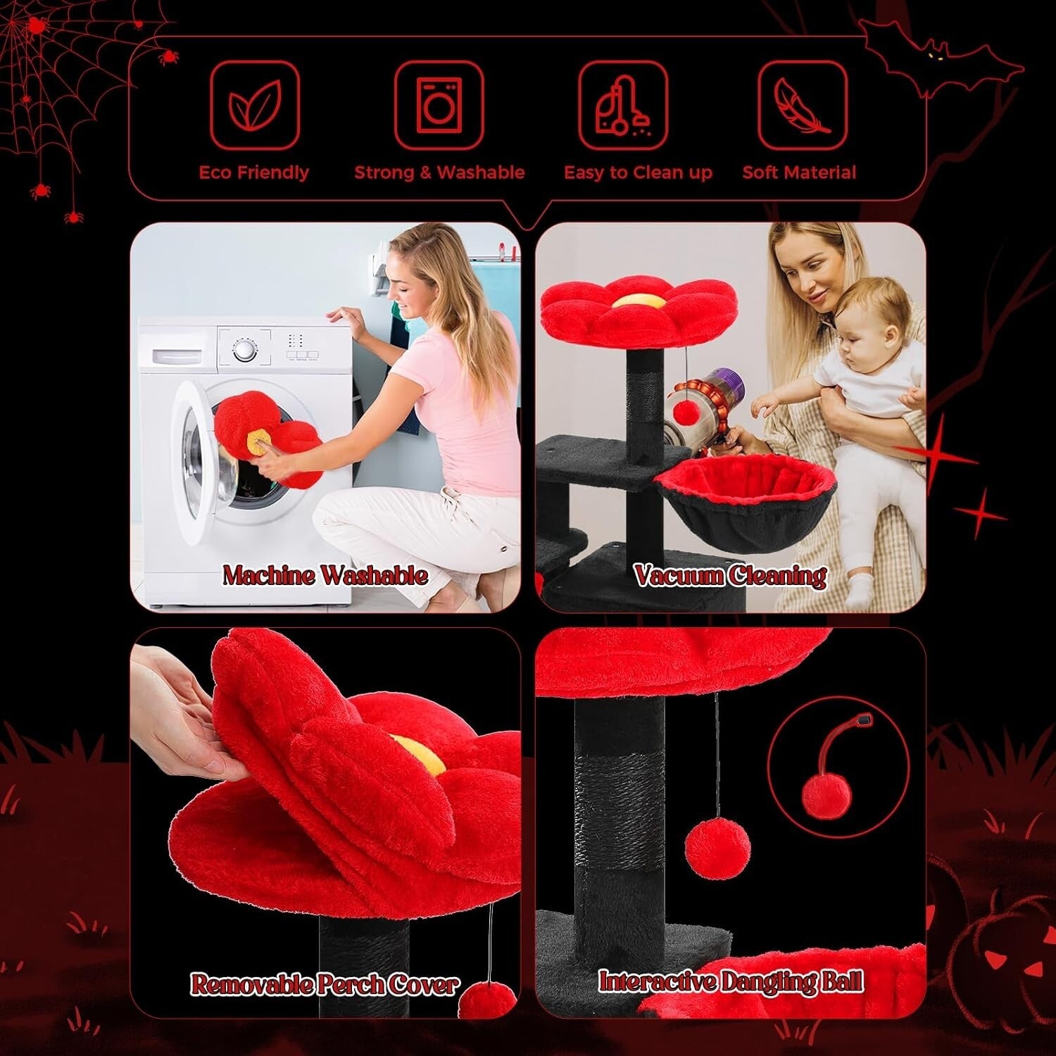 Multi-Level Indoor Cat Tree: Gothic Design with Hammock & Sisal Scratching Ramp