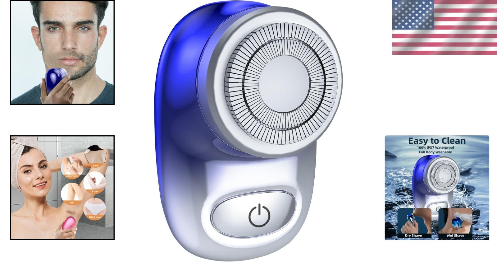 Wet and Dry Portable Shaver - Lightweight Rechargeable Electric Razor for Travel