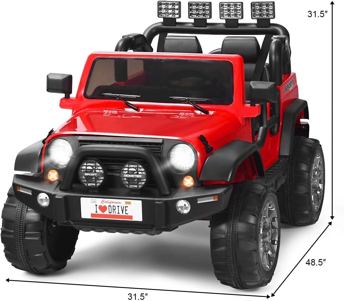 2-Seater Kids Ride-On Truck: 12V Battery Electric Vehicle with Remote Control