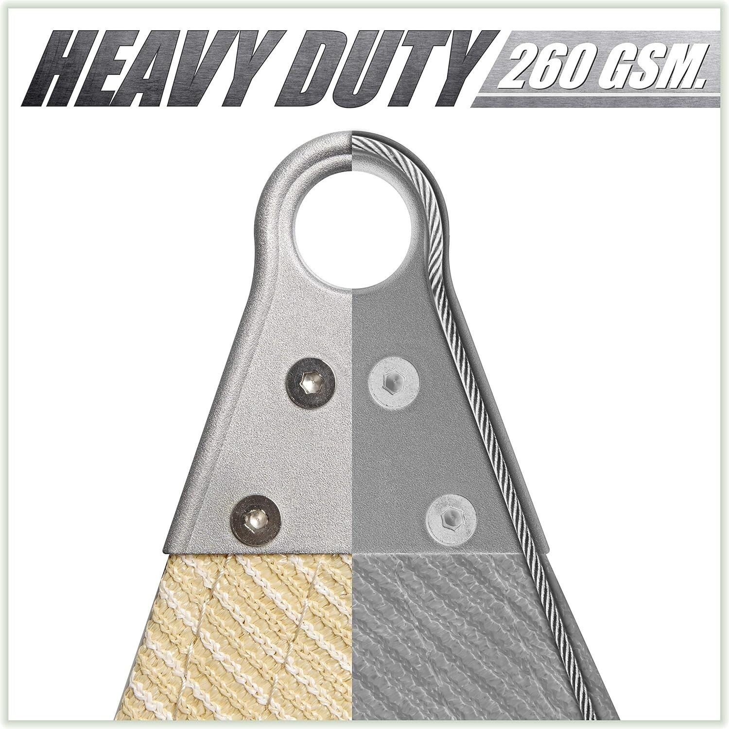 Premium 260 GSM Triangle Sun Shade Sail with Reinforced Corners - UV Resistant