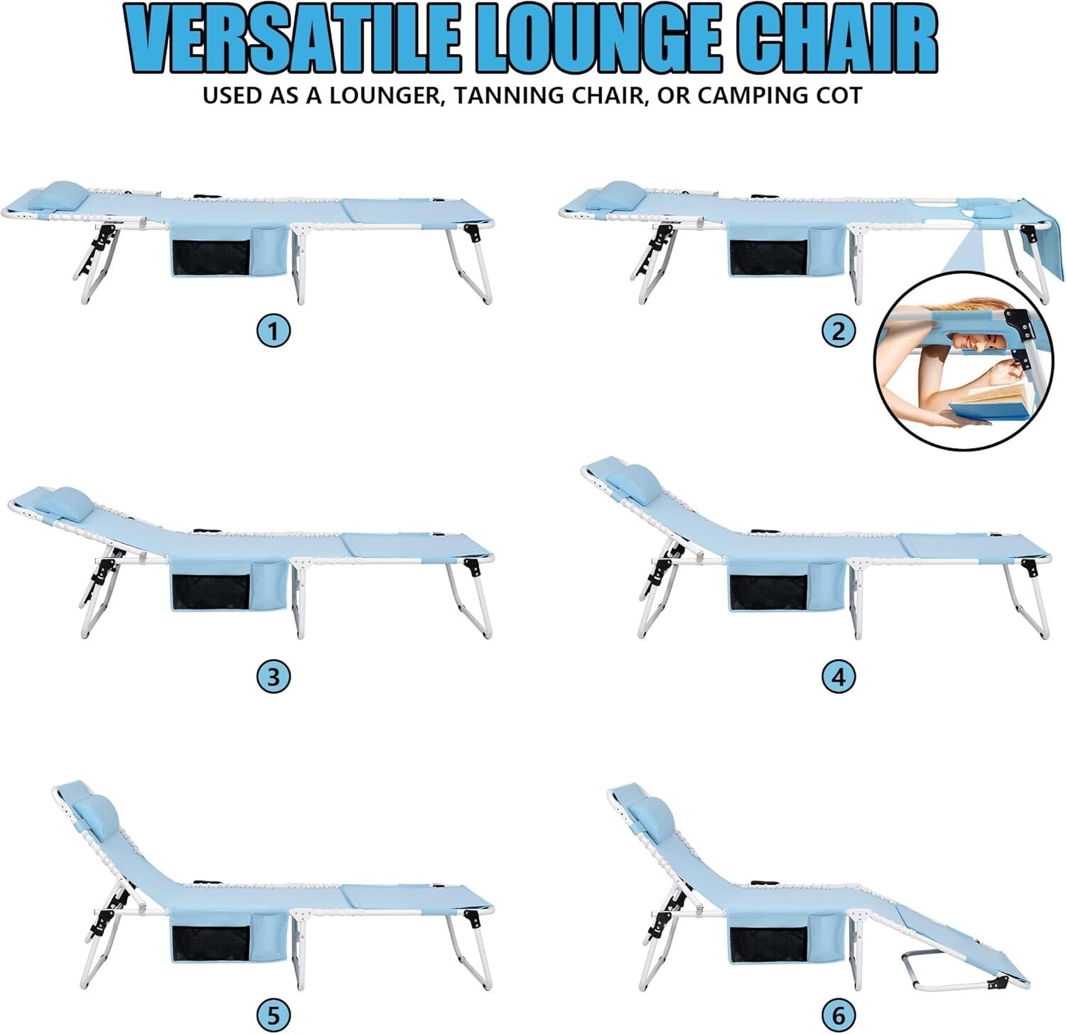 Durable Portable Tanning Chair with Face Hole - Perfect for Poolside Relaxation