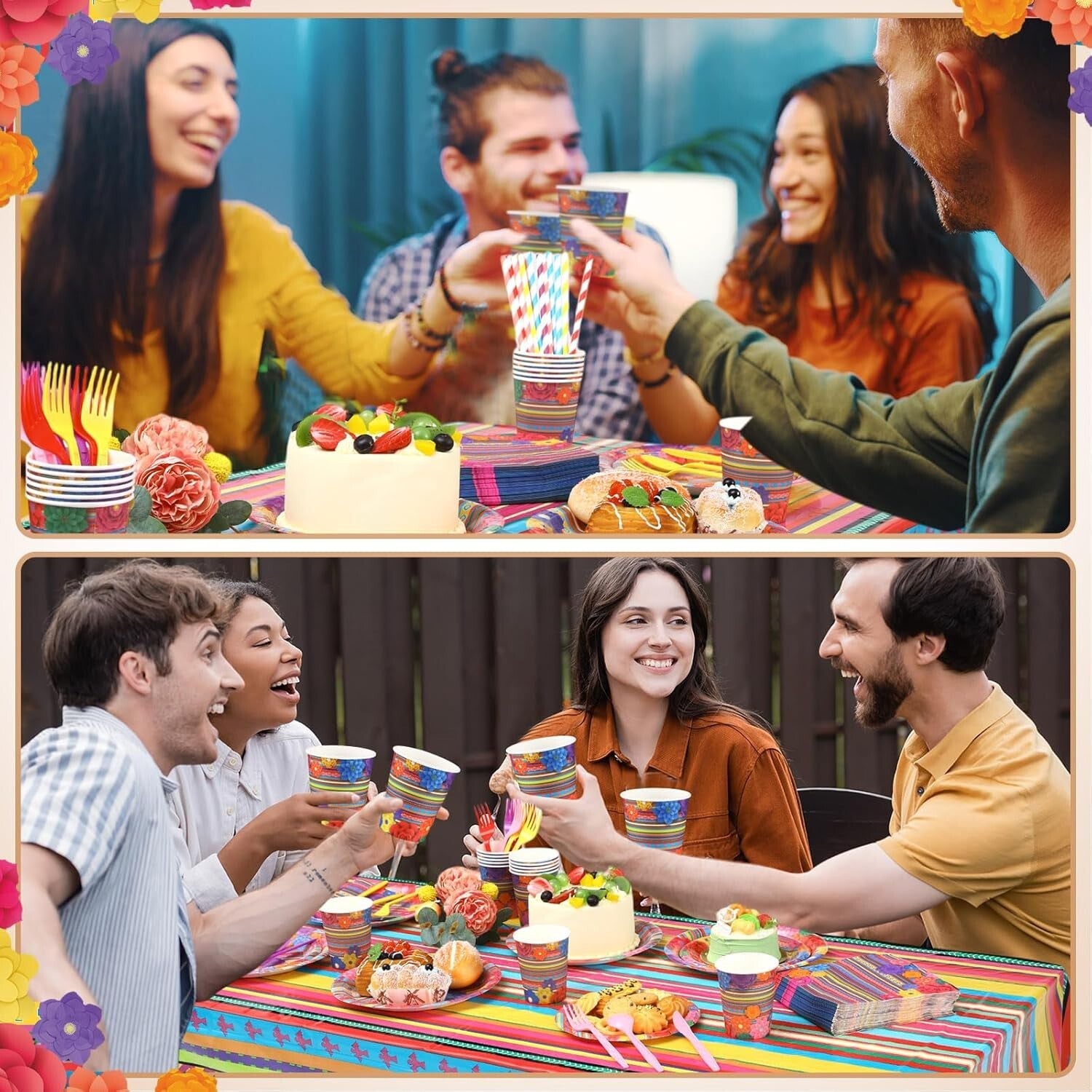 Disposable Mexican Party Tableware Set for 50 - Quick Cleanup & Festive Style