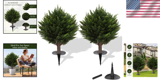 Durable Fade-Proof Artificial Cypress Trees - 15.7'' Topiary for All Spaces