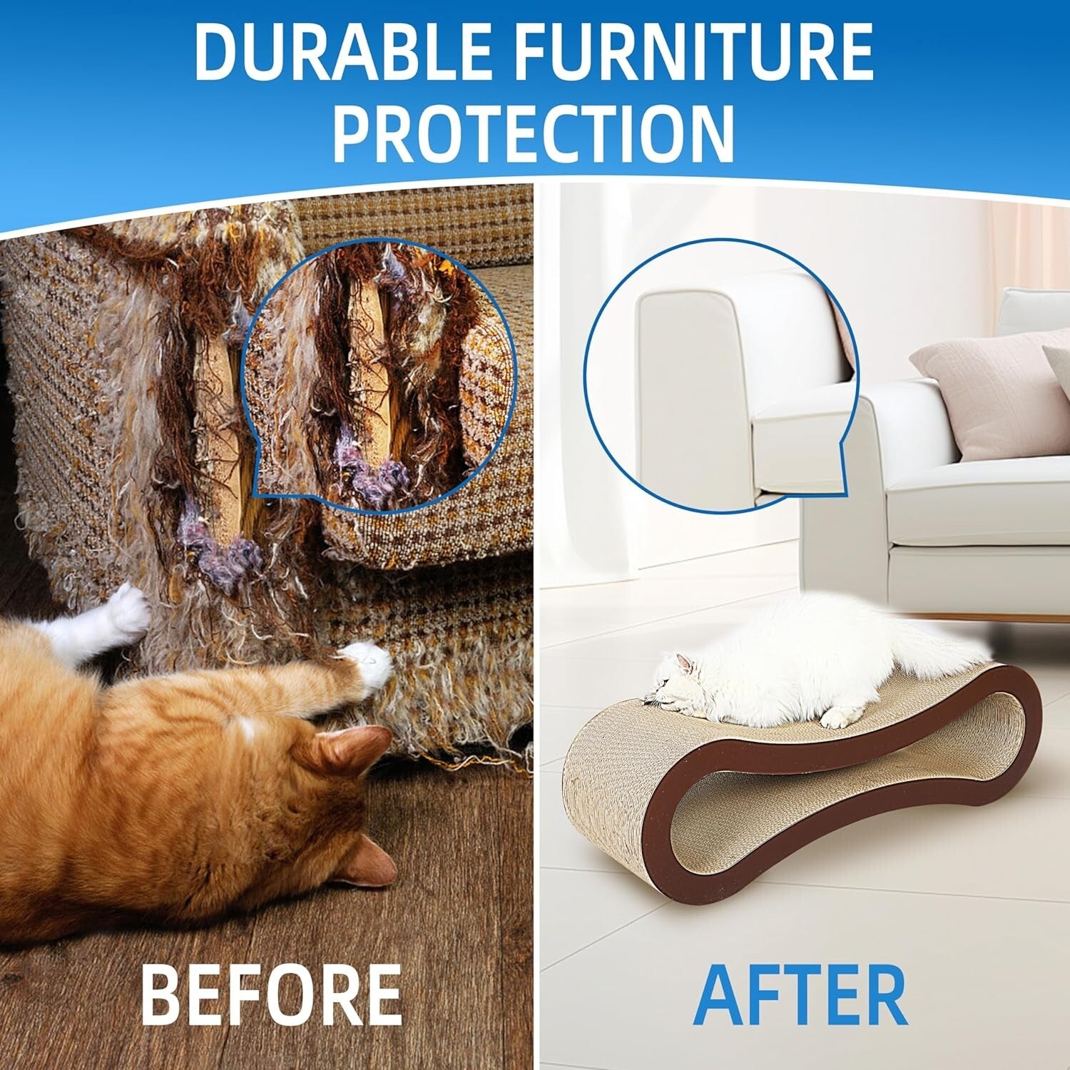 X-Large 2-in-1 Cat Scratcher & Cozy Lounge - Ergonomic Frosty Infinity Shape