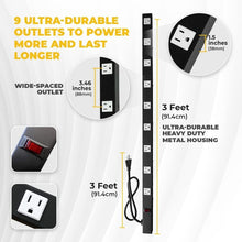 Load image into Gallery viewer, 9-Outlet 3 Ft Heavy Duty Metal Surge Protector Power Strip with Mounting Parts