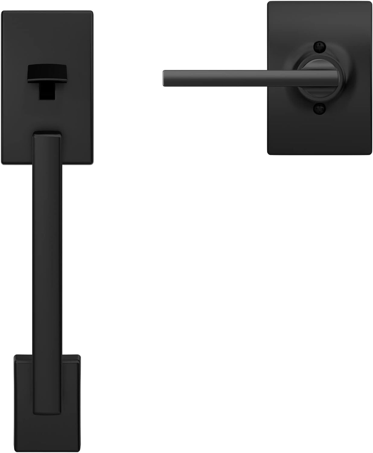 Elegant Century Matte Black Handleset with Latitude Lever for Secure Entryways