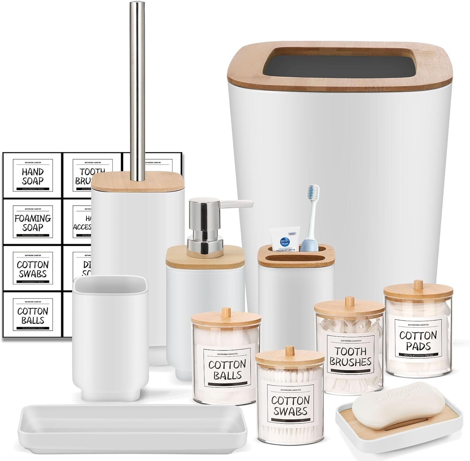 Durable and Stylish 11-Piece White Bathroom Essentials - Perfect Gift Option