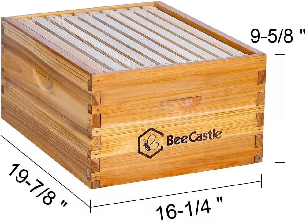 High-Quality Fir Wood Langstroth Deep Box with 10 Frames & Honey Bee Foundations
