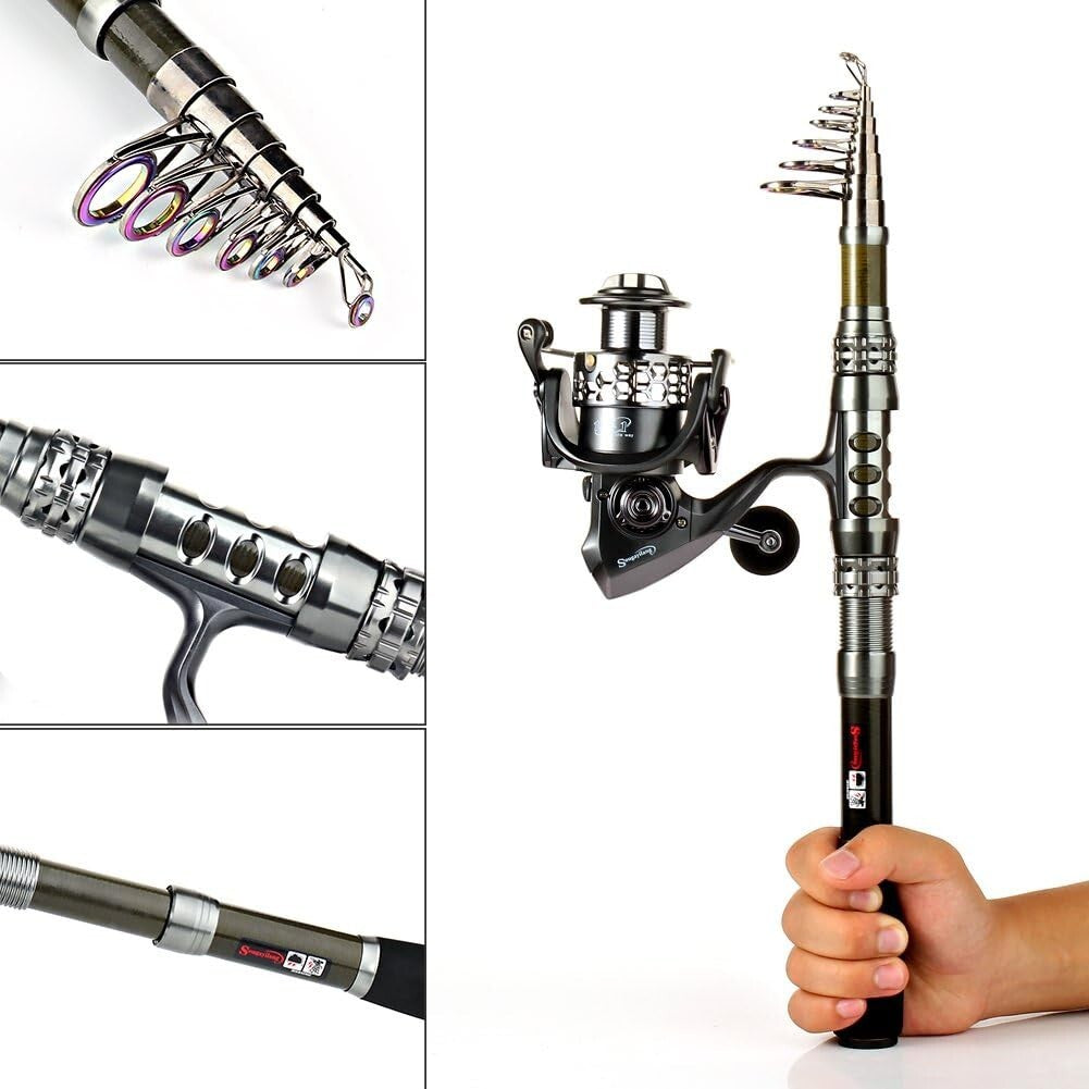 Versatile Fishing Pole & Reel Combo with Carrier Bag - Perfect for Bass & Trout