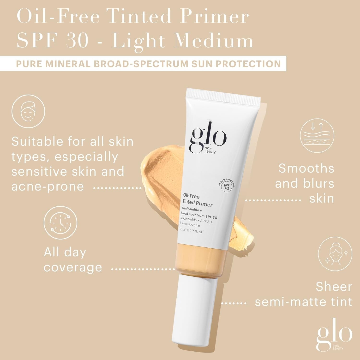 4-in-1 Oil-Free Tinted Primer with SPF 30 for Flawless Skin - Light Medium