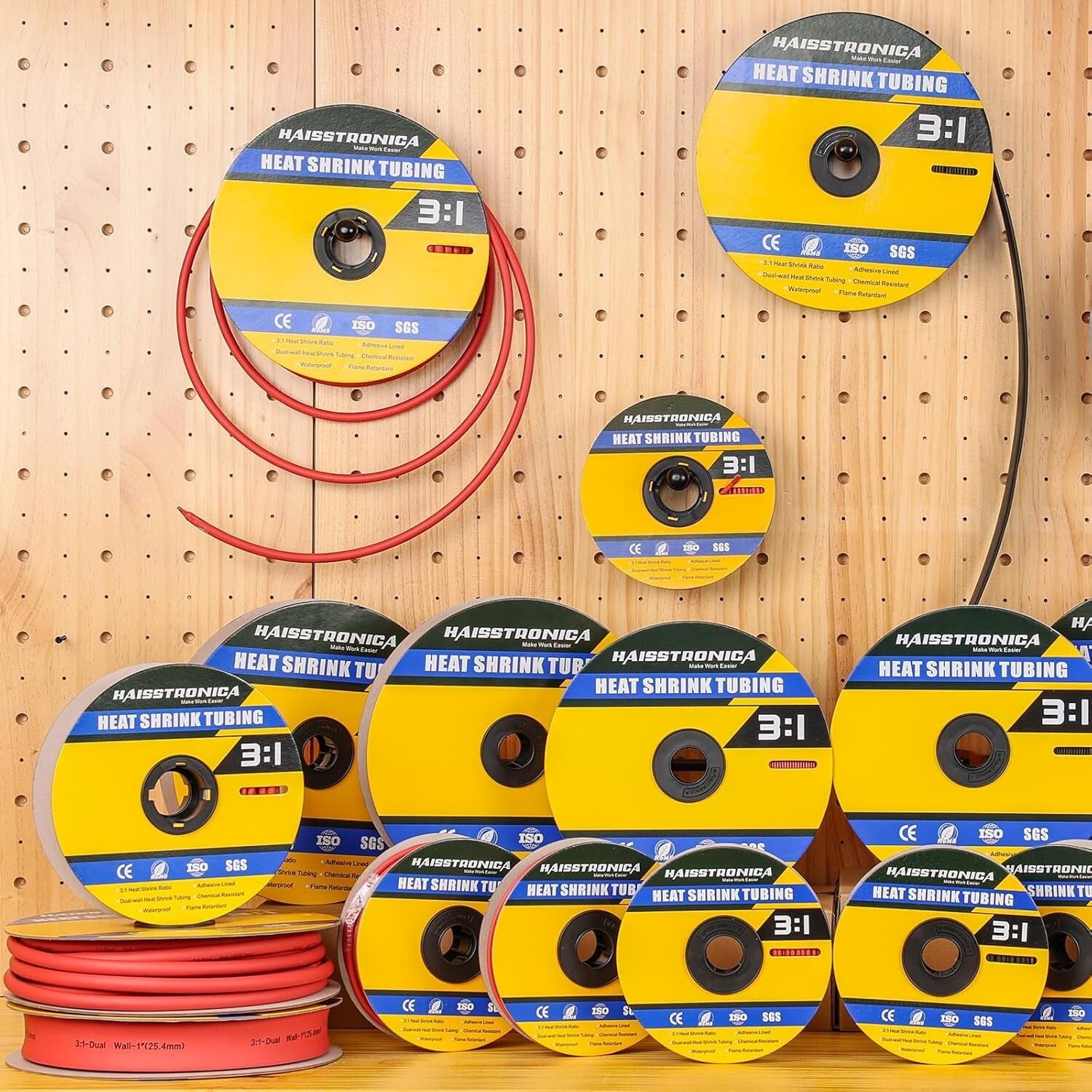 Adhesive-Lined 3:1 Shrink Ratio Tubing, 65FT Durable Black Heat Shrink Roll