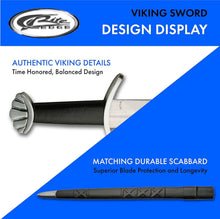 Load image into Gallery viewer, Authentic 39" Viking Sword - Stainless Steel Blade, Black Handle, &amp; Sheath