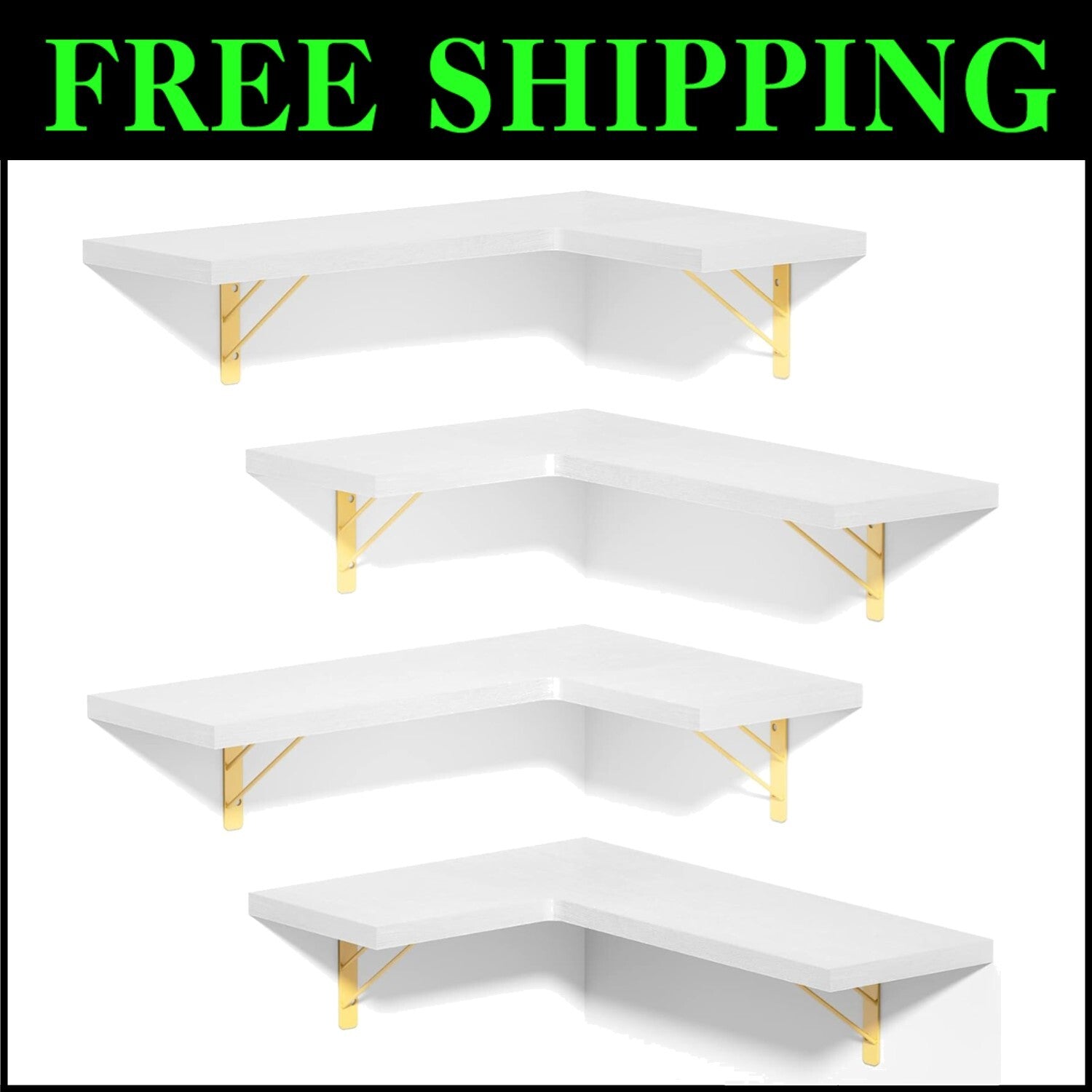 Elegant 4-Tier Wall Mounted Shelves – Rustic Wood for Any Room - 40 lbs Capacity