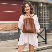 Load image into Gallery viewer, Fashionable Antitheft Leather Rucksack for Women | Perfect Travel Companion