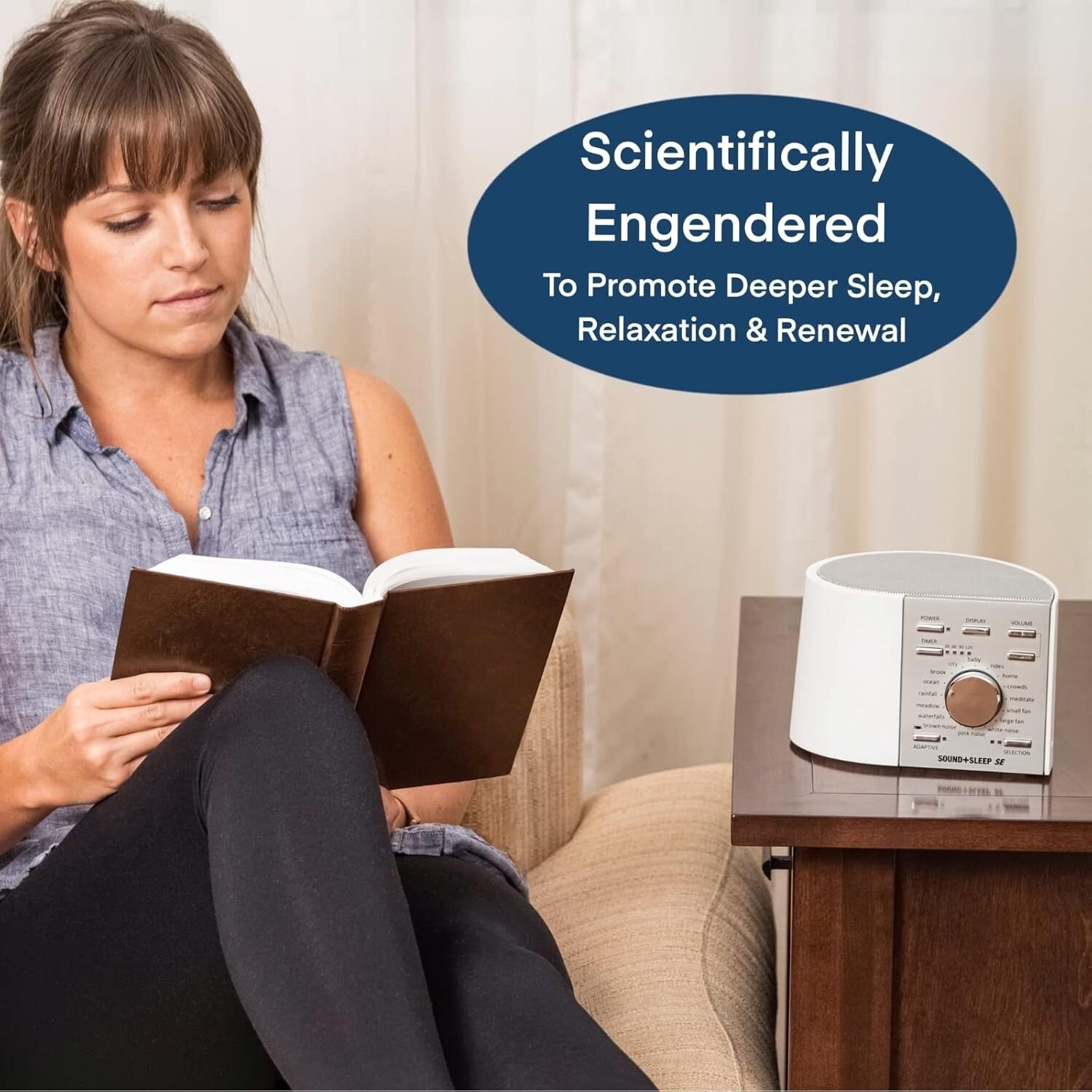 Compact Sound + Sleep Noise Machine - USB Ports & 3.5mm Jack - Silver/White