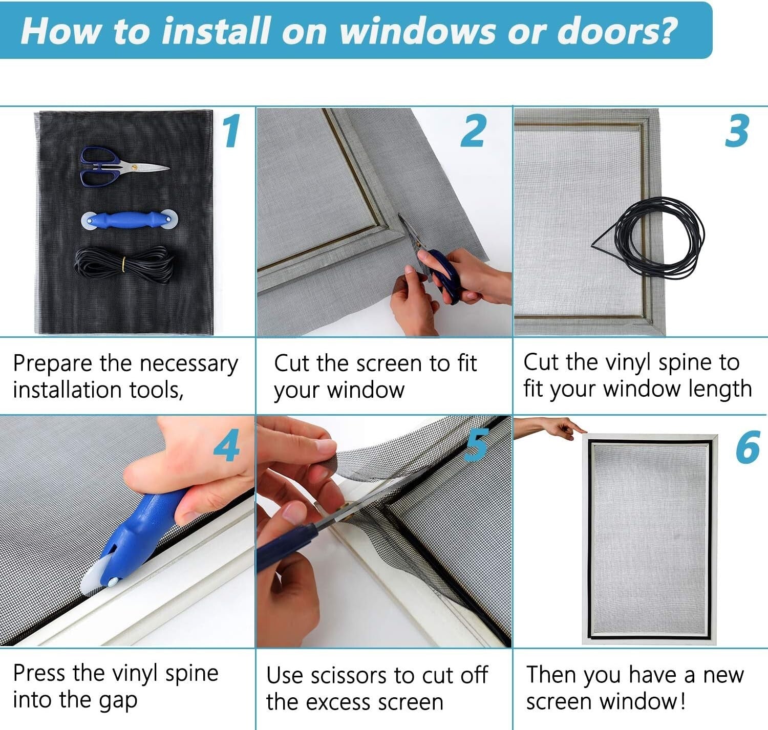 Durable Fiberglass Window Screen Roll - Easy Install & Cut to Size 36"x100'