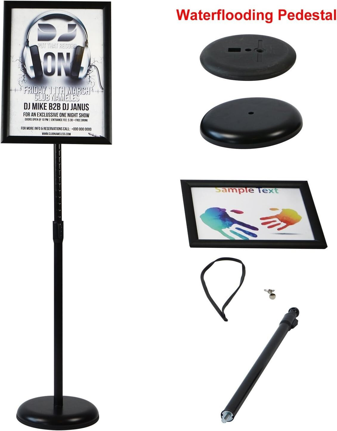 Durable Pedestal Sign Stand with UV Protection - Adjustable for Various Displays