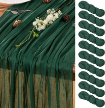 Load image into Gallery viewer, Versatile 10 FT Emerald Green Cheesecloth Table Runner Set for Chic Table Decor
