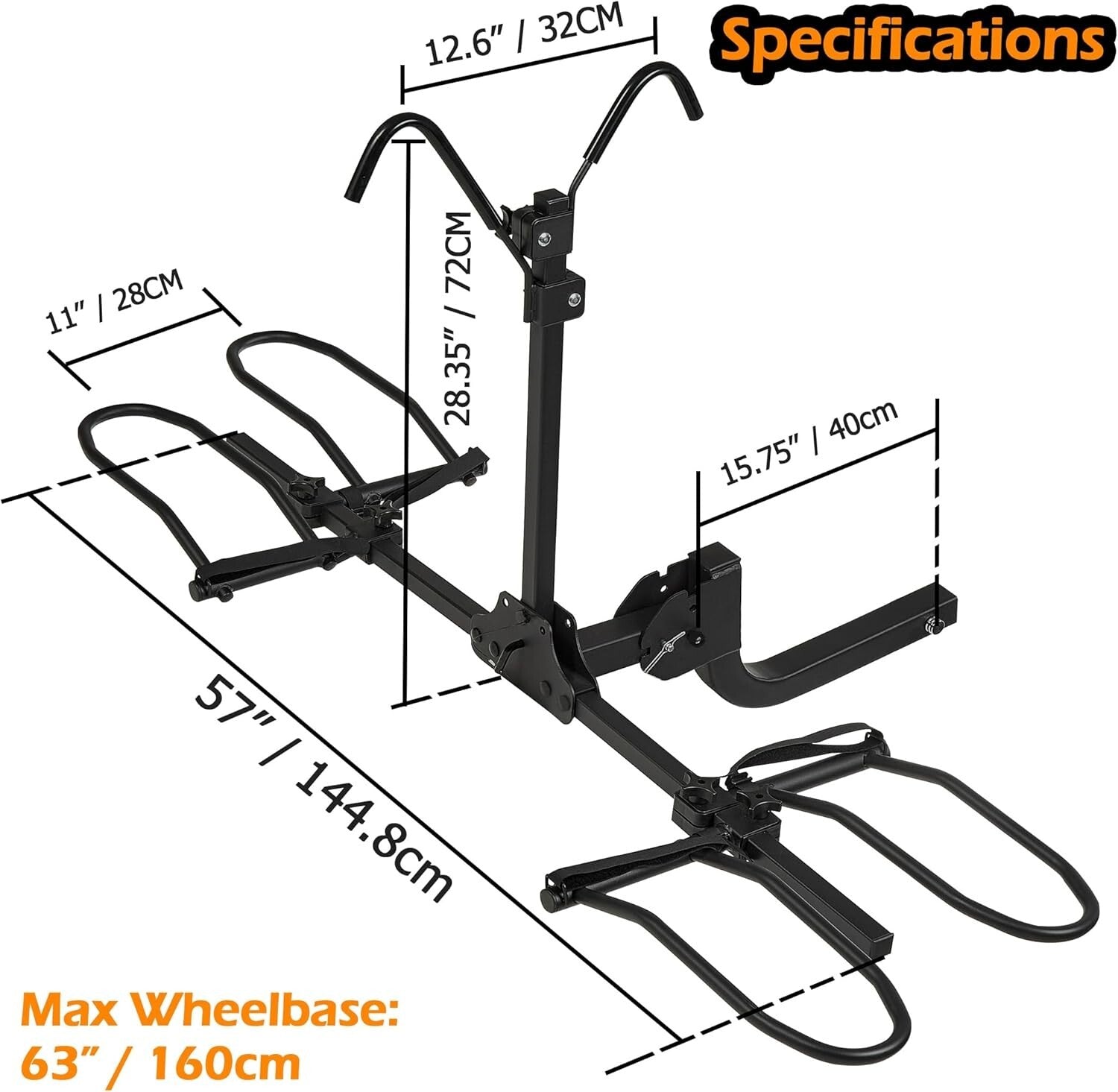 Heavy-Duty 2-Bike Hitch Rack for eBikes, Mountain & Fat Tire Bikes – 180lbs