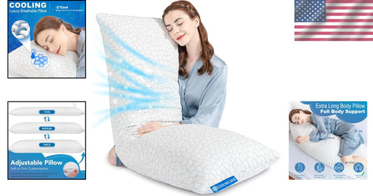 Luxury Cooling Memory Foam Body Pillow - Adjustable for Side and Back Sleepers