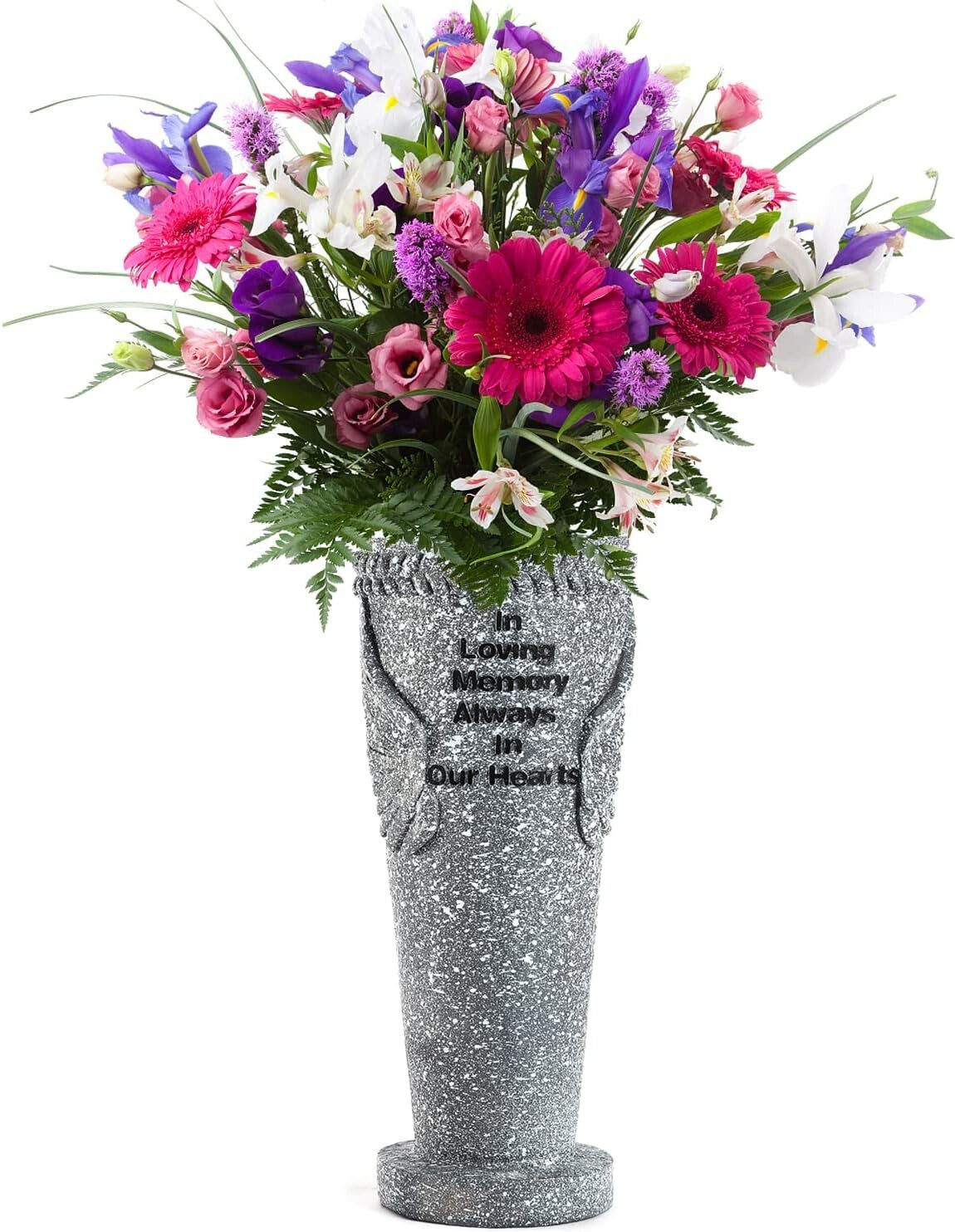 Memorable Cemetery Vases Set with Angel Wings - Weatherproof & Elegant Design