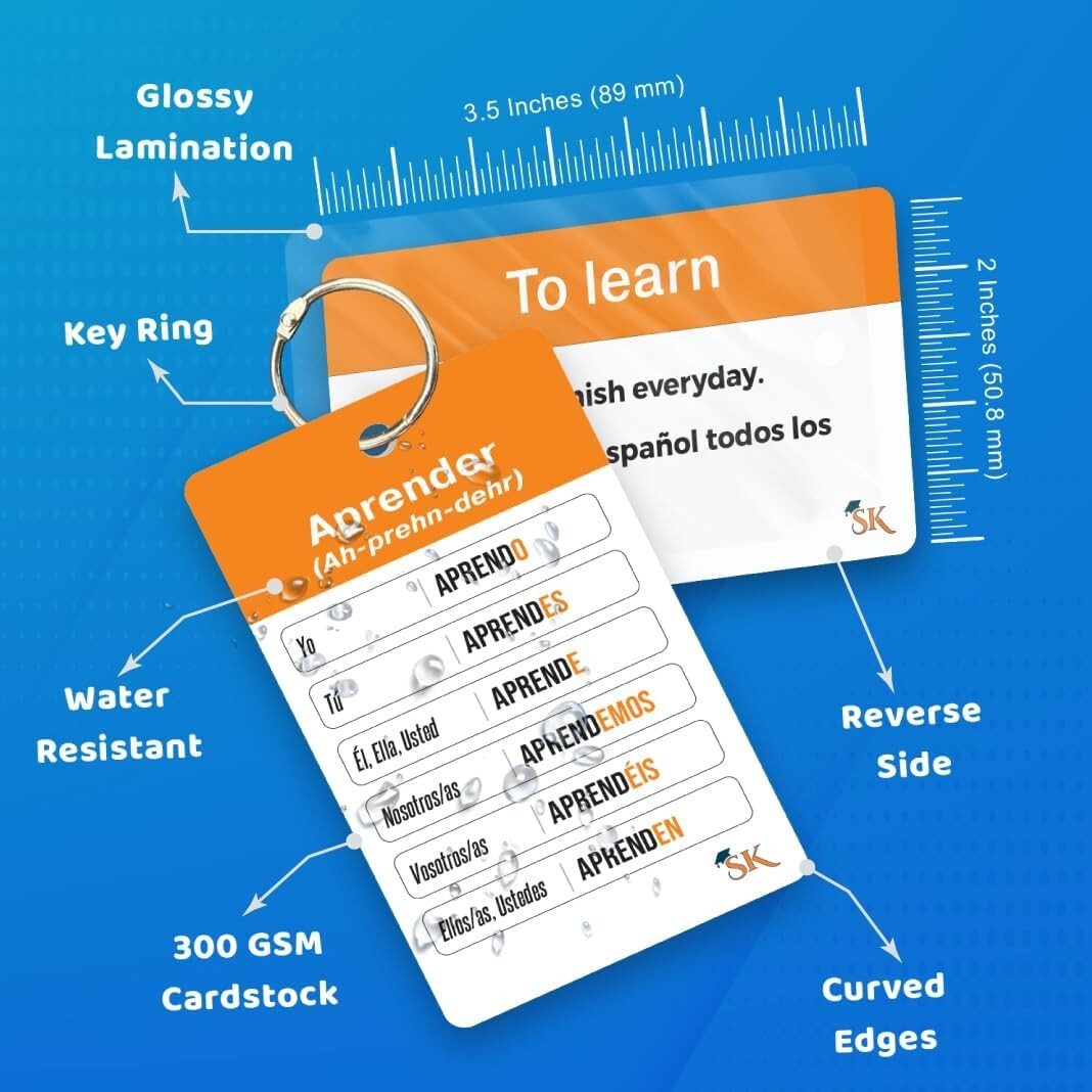Portable 500+ Flash Cards Set: Learn Spanish with Engaging Visuals & Resources