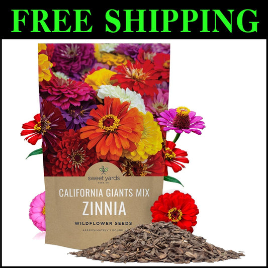 Bulk Zinnia Seeds - California Giants Mix, 1 Pound with 48,000 Colorful Flowers