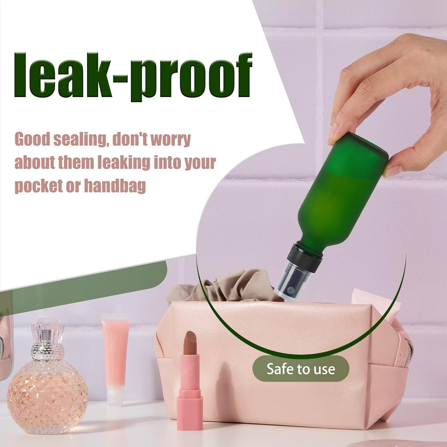 Elegant 2 oz Green Frosted Glass Spray Bottles – 48 Pack for Travel & Care