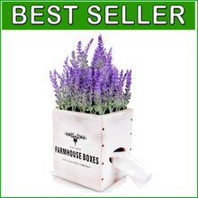 Load image into Gallery viewer, Charming Square Tissue Box Cover with Potted Lavender - Rustic Decor Essential