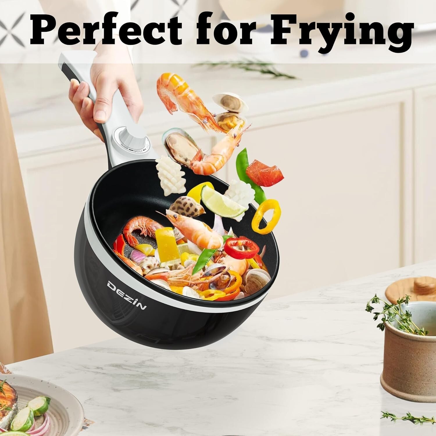 1.5L Portable Electric Hot Pot: Non-Stick Mini Sauté Pan with Power Control
