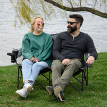 Load image into Gallery viewer, Grey Folding Camping Chair Loveseat for 2 - Perfect for Intimate Outdoor Moments